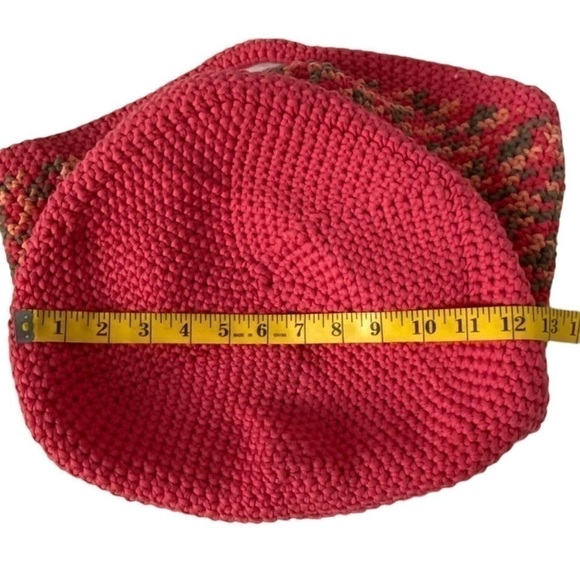 Handmade Crochet Pink Rainbow Tote Purse Bag Sack Hand Crafted Multi Color - Picture 8 of 11